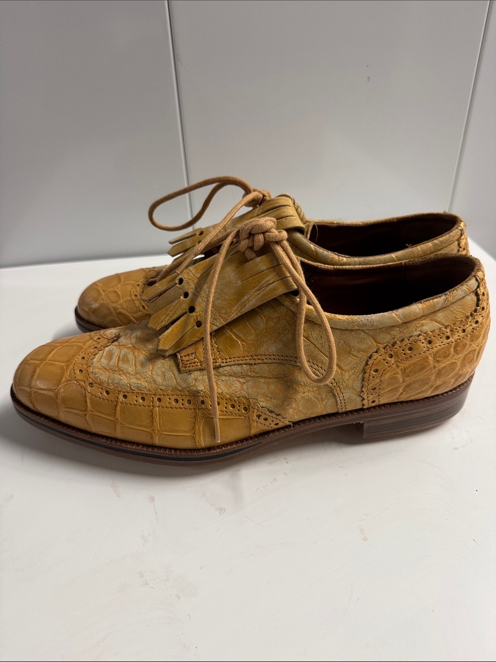 Caporicci Golf ⛳️ Real Alligator 🐊 Leather Tassel Wingtip - Tan size 9